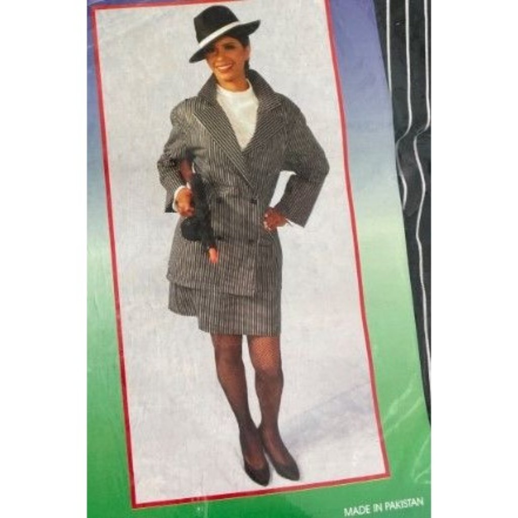 Alexanders Costumes Female Gangster Mob Costume Size Medium Black Striped New